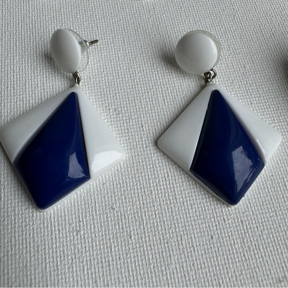 Vintage Lot of Earrings Navy Blue 1980 - Picture 5 of 8